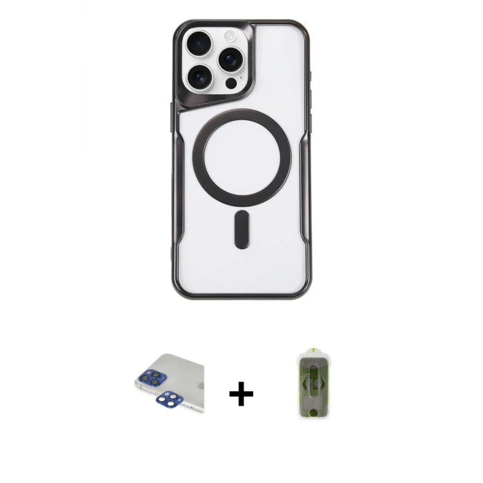 iPhone 11 Pro Max Kılıf Yadigar Klasik Özel Seri - Siyah Joko Magic 5D Hayalet Cam + Pers Alüminyum Kamera Lens - LT