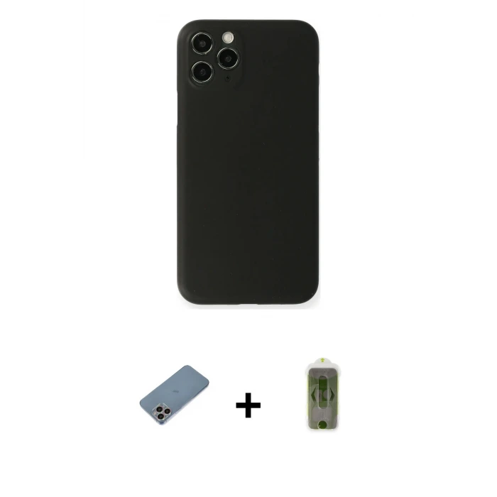 iPhone 11 Pro Max Kılıf Yadigar Yansıma Serisi - Siyah Joko Magic 5D Hayalet Cam + Shine Kamera Lens Koruma Cam - GI