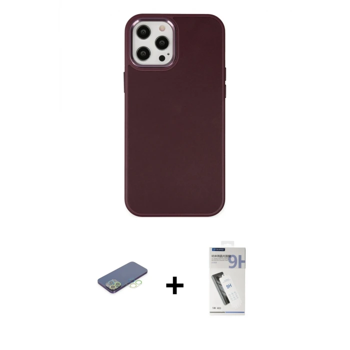 iPhone 12 Pro Max Kılıf Çekirdek Çizgi - Şeffaf Uv Polymer Nano Ekran Koruyucu + Renkli Kamera Lens Koruma Cam - YL