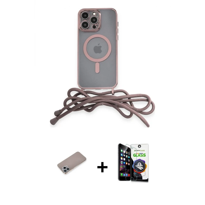 iPhone 12 Pro Max Kılıf Eksen Özel Seri - Şeffaf Temperli Cam Ekran Koruyucu + Shine Kamera Lens Koruma Cam - SABE