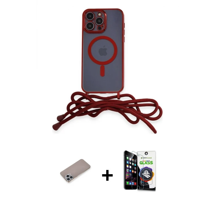 iPhone 12 Pro Max Kılıf Eksen Özel Seri - Şeffaf Temperli Cam Ekran Koruyucu + Shine Kamera Lens Koruma Cam - SABE