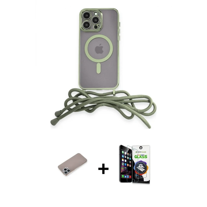 iPhone 12 Pro Max Kılıf Eksen Özel Seri - Şeffaf Temperli Cam Ekran Koruyucu + Shine Kamera Lens Koruma Cam - SABE