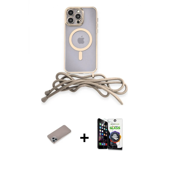 iPhone 12 Pro Max Kılıf Eksen Özel Seri - Şeffaf Temperli Cam Ekran Koruyucu + Shine Kamera Lens Koruma Cam - SABE