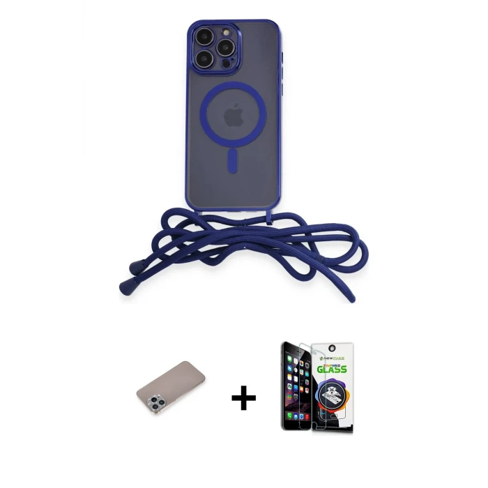 iPhone 12 Pro Max Kılıf Eksen Özel Seri - Şeffaf Temperli Cam Ekran Koruyucu + Shine Kamera Lens Koruma Cam - SABE