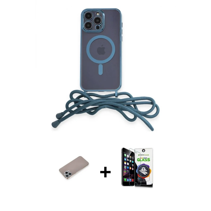 iPhone 12 Pro Max Kılıf Eksen Özel Seri - Şeffaf Temperli Cam Ekran Koruyucu + Shine Kamera Lens Koruma Cam - SABE