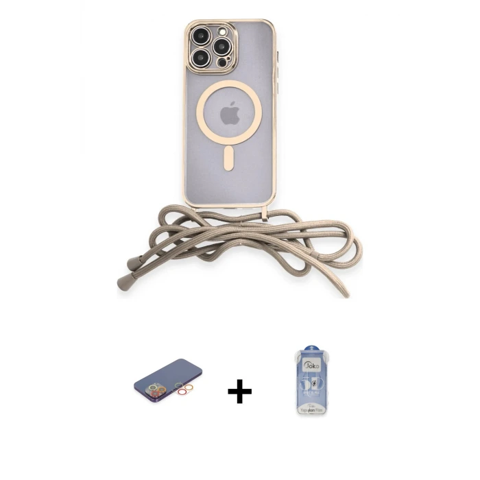 iPhone 12 Pro Max Kılıf Eksen Özel Seri - Siyah Joko Magic 5D Cam + Renkli Kamera Lens Koruma Cam - TU