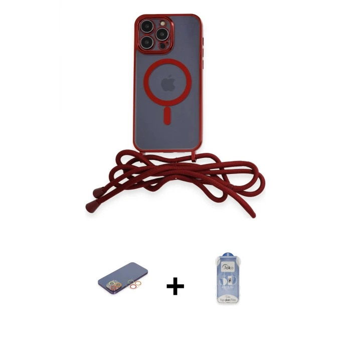 iPhone 12 Pro Max Kılıf Eksen Özel Seri - Siyah Joko Magic 5D Cam + Renkli Kamera Lens Koruma Cam - TU