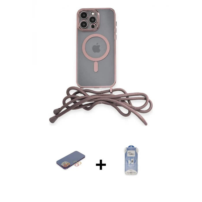 iPhone 12 Pro Max Kılıf Eksen Özel Seri - Siyah Joko Magic 5D Cam + Renkli Kamera Lens Koruma Cam - TU