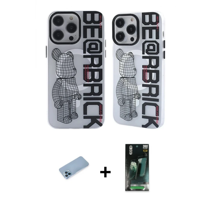 iPhone 12 Pro Max Kılıf Nova Doku Koleksiyonu - Şeffaf 360 Full Body Arka Koruyucu + Shine Kamera Lens Koruma Cam - MI