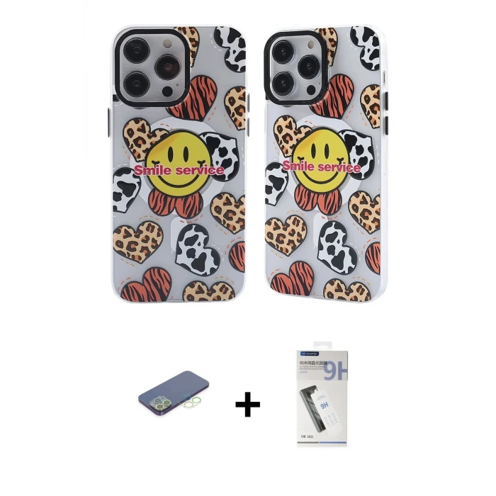 iPhone 12 Pro Max Kılıf Nova Doku Koleksiyonu - Şeffaf Uv Polymer Nano Ekran Koruyucu + Renkli Kamera Lens Koruma Cam - YL