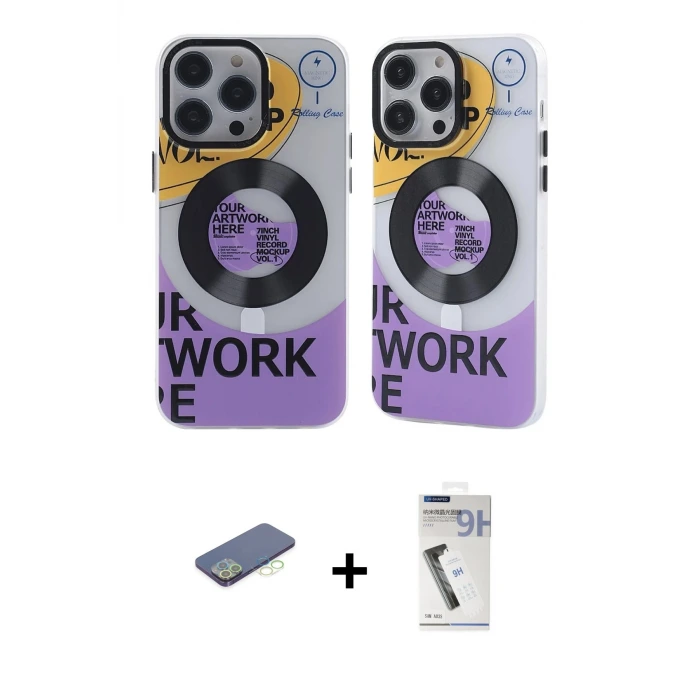 iPhone 12 Pro Max Kılıf Nova Doku Koleksiyonu - Şeffaf Uv Polymer Nano Ekran Koruyucu + Renkli Kamera Lens Koruma Cam - YL