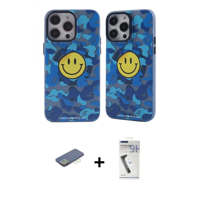 iPhone 12 Pro Max Kılıf Nova Doku Koleksiyonu - Şeffaf Uv Polymer Nano Ekran Koruyucu + Renkli Kamera Lens Koruma Cam - YL
