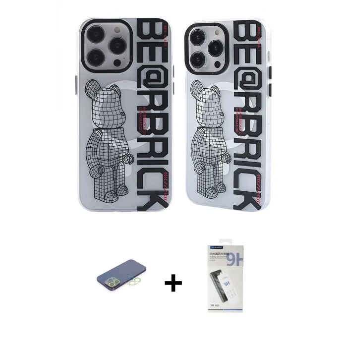 iPhone 12 Pro Max Kılıf Nova Doku Koleksiyonu - Şeffaf Uv Polymer Nano Ekran Koruyucu + Renkli Kamera Lens Koruma Cam - YL