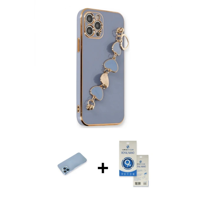 iPhone 12 Pro Max Kılıf Nova Işık Prime - Şeffaf Royal Nano Ekran Koruyucu + Shine Kamera Lens Koruma Cam - MI