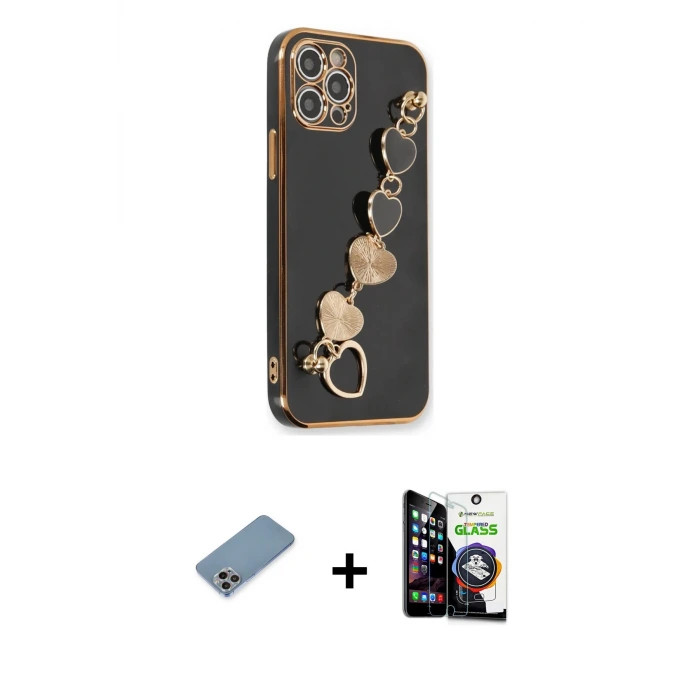 iPhone 12 Pro Max Kılıf Nova Işık Prime - Şeffaf Temperli Cam Ekran Koruyucu + Shine Kamera Lens Koruma Cam - GI