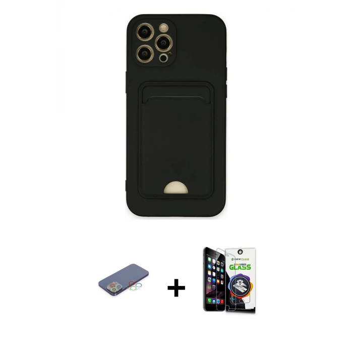 iPhone 12 Pro Max Kılıf Vadi Çizgi Prime - Şeffaf Temperli Cam Ekran Koruyucu + Renkli Kamera Lens Koruma Cam - MI