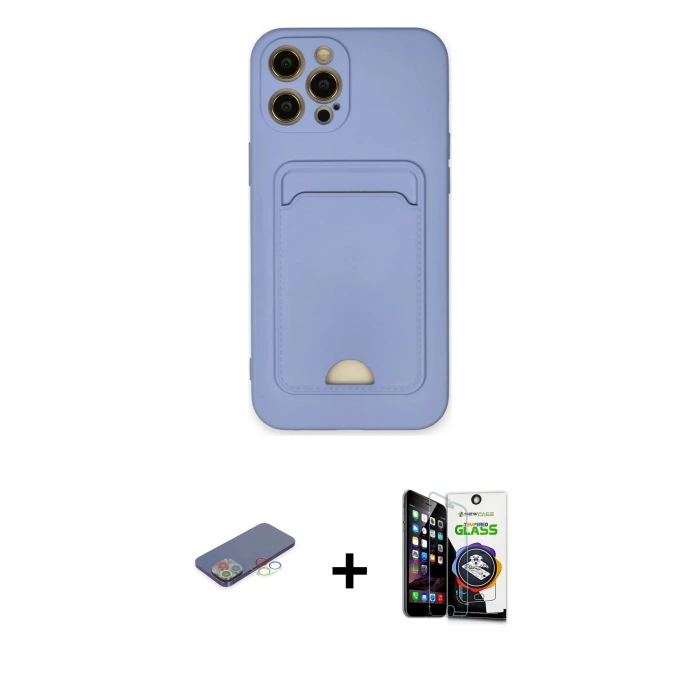iPhone 12 Pro Max Kılıf Vadi Çizgi Prime - Şeffaf Temperli Cam Ekran Koruyucu + Renkli Kamera Lens Koruma Cam - MI