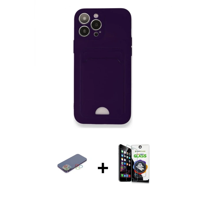 iPhone 12 Pro Max Kılıf Vadi Çizgi Prime - Şeffaf Temperli Cam Ekran Koruyucu + Renkli Kamera Lens Koruma Cam - MI