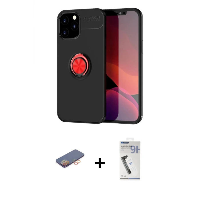 iPhone 12 Pro Max Kılıf Yankı Form Prime - Şeffaf Uv Polymer Nano Ekran Koruyucu + Renkli Kamera Lens Koruma Cam - TU