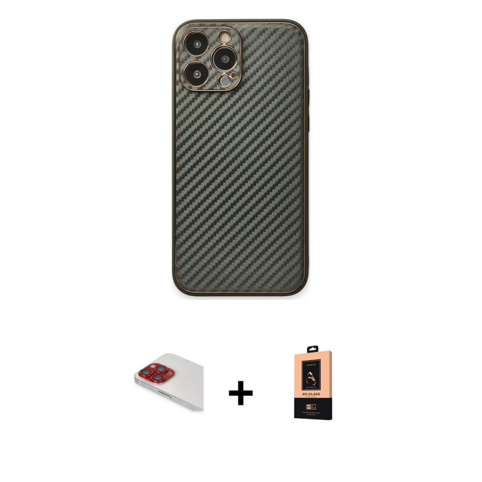 iPhone 13 Pro Max Kılıf Ahenk Işık - Şeffaf Maxco Cam Ekran Koruyucu + Pers Alüminyum Kamera Lens - KI