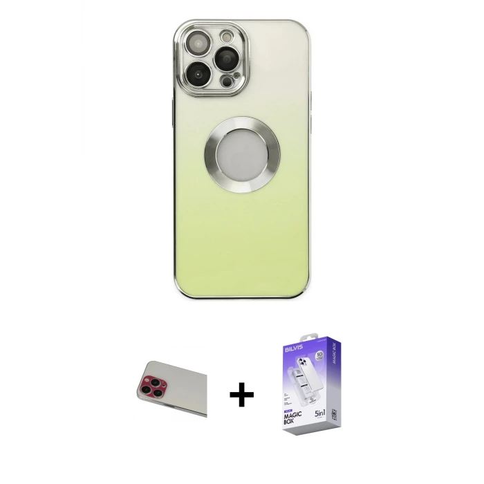 iPhone 13 Pro Max Kılıf Kutup Yansıma Özel Seri - Siyah Bilvis 5in1 3D Magic Cam Ekran Koruyucu + Rainbow Kamera Lens Koruma Cam - KI