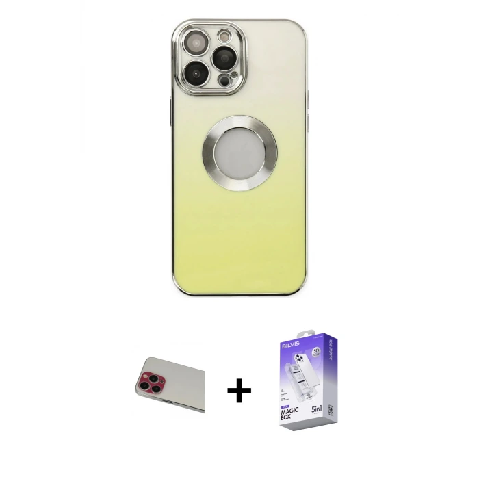 iPhone 13 Pro Max Kılıf Kutup Yansıma Özel Seri - Siyah Bilvis 5in1 3D Magic Cam Ekran Koruyucu + Rainbow Kamera Lens Koruma Cam - KI