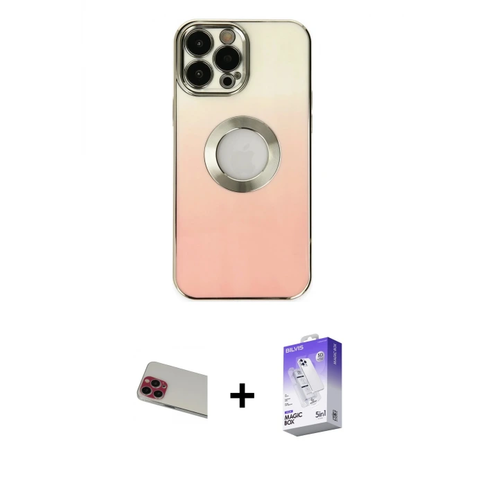 iPhone 13 Pro Max Kılıf Kutup Yansıma Özel Seri - Siyah Bilvis 5in1 3D Magic Cam Ekran Koruyucu + Rainbow Kamera Lens Koruma Cam - KI