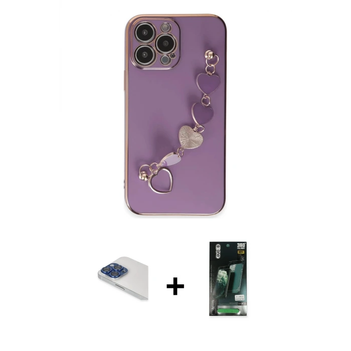 iPhone 13 Pro Max Kılıf Nova Işık Prime - Şeffaf 360 Full Body Arka Koruyucu + Pers Alüminyum Kamera Lens - LT