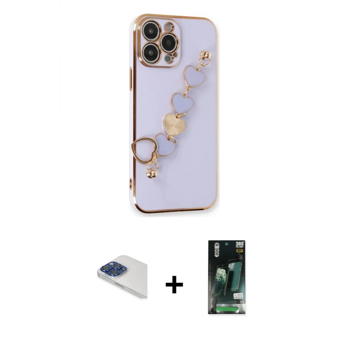 iPhone 13 Pro Max Kılıf Nova Işık Prime - Şeffaf 360 Full Body Arka Koruyucu + Pers Alüminyum Kamera Lens - LT