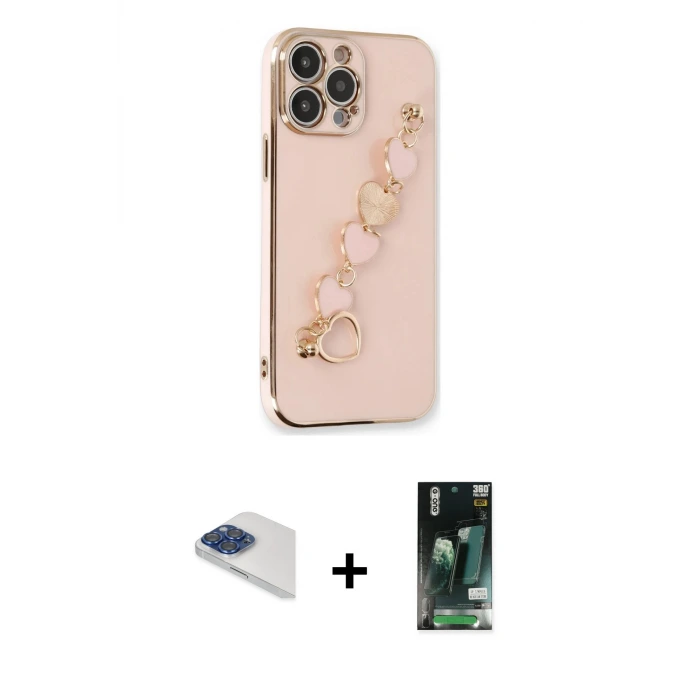 iPhone 13 Pro Max Kılıf Nova Işık Prime - Şeffaf 360 Full Body Arka Koruyucu + Pers Alüminyum Kamera Lens - LT