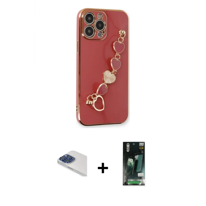 iPhone 13 Pro Max Kılıf Nova Işık Prime - Şeffaf 360 Full Body Arka Koruyucu + Pers Alüminyum Kamera Lens - LT