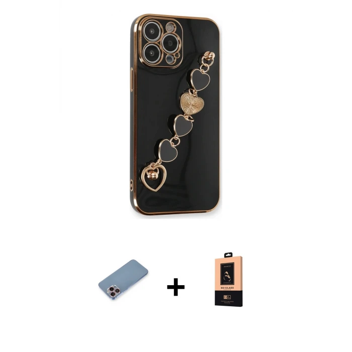 iPhone 13 Pro Max Kılıf Nova Işık Prime - Şeffaf Maxco Cam Ekran Koruyucu + Shine Kamera Lens Koruma Cam - PE