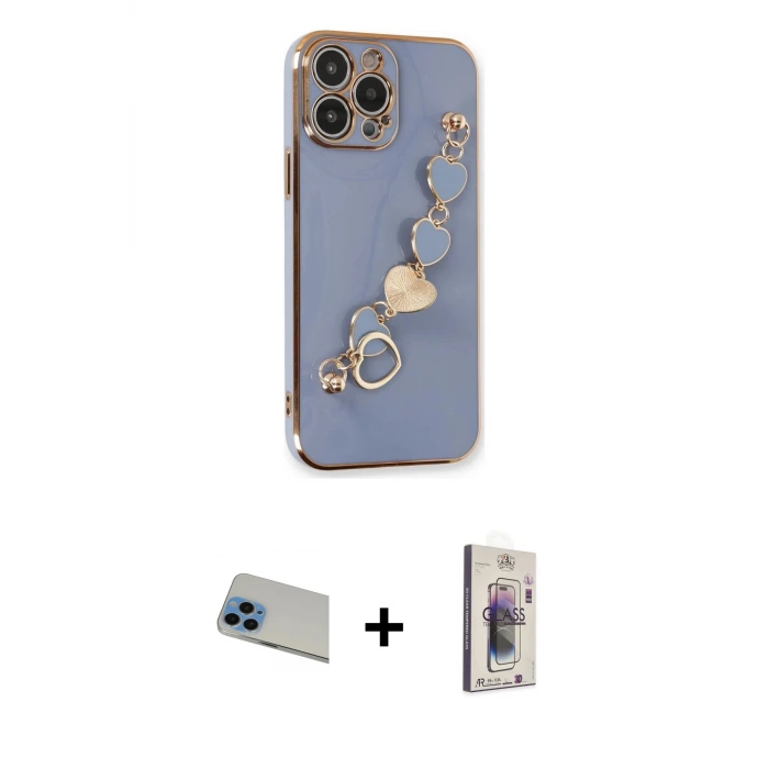 iPhone 13 Pro Max Kılıf Nova Işık Prime - Siyah Bilvis 3D Cam Ekran Koruyucu + Rainbow Kamera Lens Koruma Cam - MI