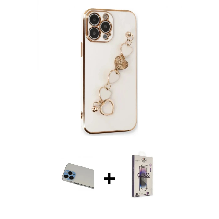 iPhone 13 Pro Max Kılıf Nova Işık Prime - Siyah Bilvis 3D Cam Ekran Koruyucu + Rainbow Kamera Lens Koruma Cam - MI