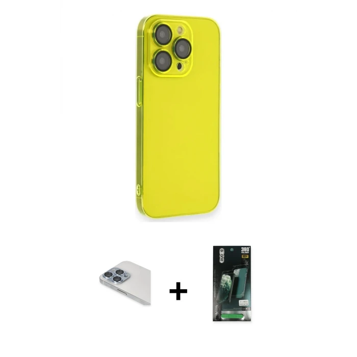 iPhone 13 Pro Max Kılıf Siluet Minimal Özel Seri - Şeffaf 360 Full Body Arka Koruyucu + Pers Alüminyum Kamera Lens - SABE