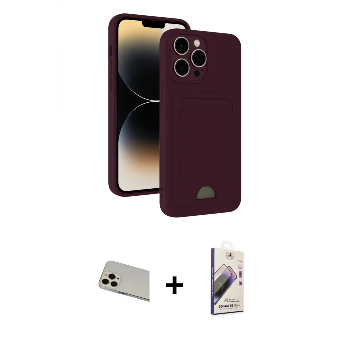 iPhone 13 Pro Max Kılıf Vadi Çizgi Prime - Siyah Bilvis 3D Mat Cam Ekran Koruyucu + Rainbow Kamera Lens Koruma Cam - REGD