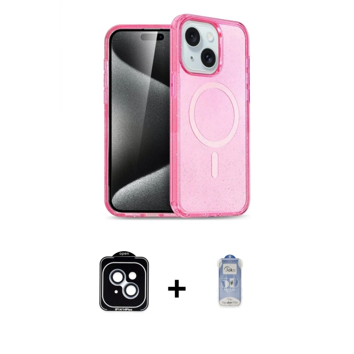iPhone 14 Kılıf Nova Asil Prime - Siyah Joko Magic 5D Cam + PVD Metal Kamera Lens - MI