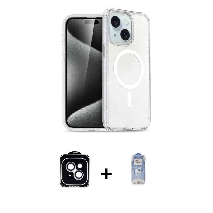 iPhone 14 Kılıf Nova Asil Prime - Siyah Joko Magic 5D Cam + PVD Metal Kamera Lens - MI