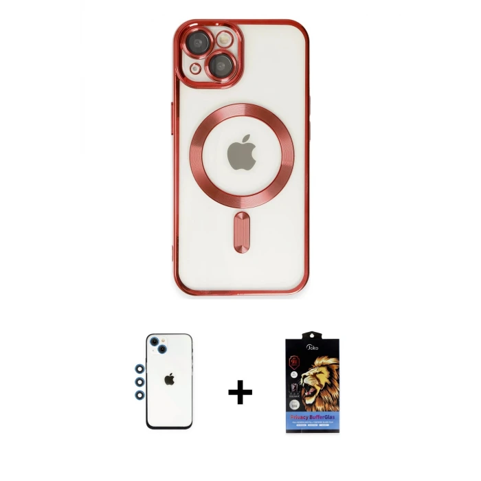 iPhone 14 Kılıf Nova Işık Özel Seri - Siyah Buffer Hayalet Cam Ekran Koruyucu + Shine Kamera Lens - MI