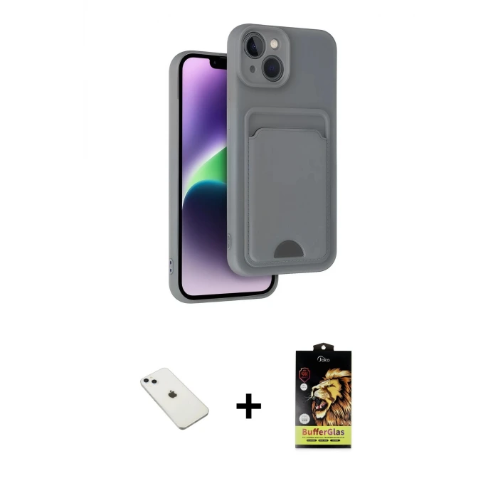 iPhone 14 Kılıf Vadi Çizgi Prime - Siyah Buffer Cam Ekran Koruyucu + Diamond Kamera Lens - SABE