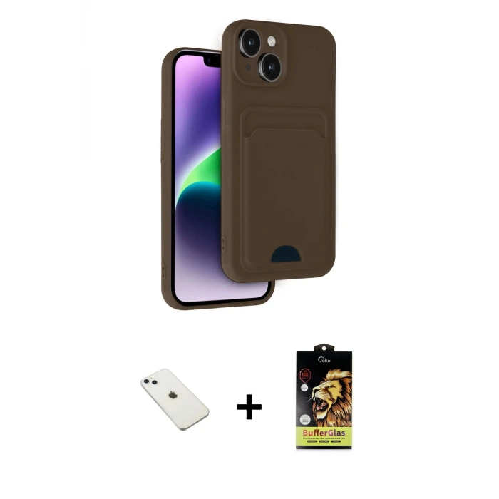 iPhone 14 Kılıf Vadi Çizgi Prime - Siyah Buffer Cam Ekran Koruyucu + Diamond Kamera Lens - SABE