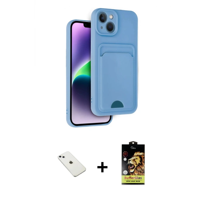 iPhone 14 Kılıf Vadi Çizgi Prime - Siyah Buffer Cam Ekran Koruyucu + Diamond Kamera Lens - SABE