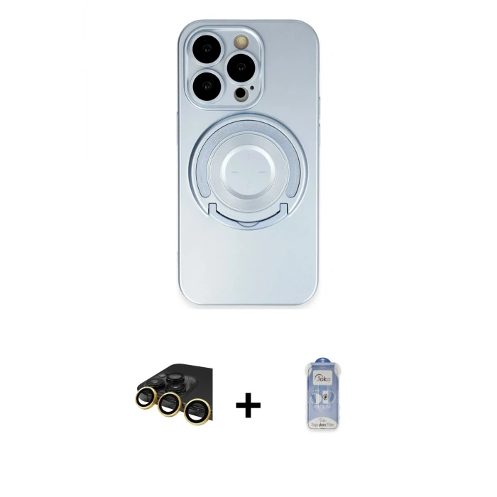 iPhone 14 Pro Kılıf Eksen Klasik Prime - Siyah Joko Magic 5D Cam + Raze Metal Kamera Lens - GD
