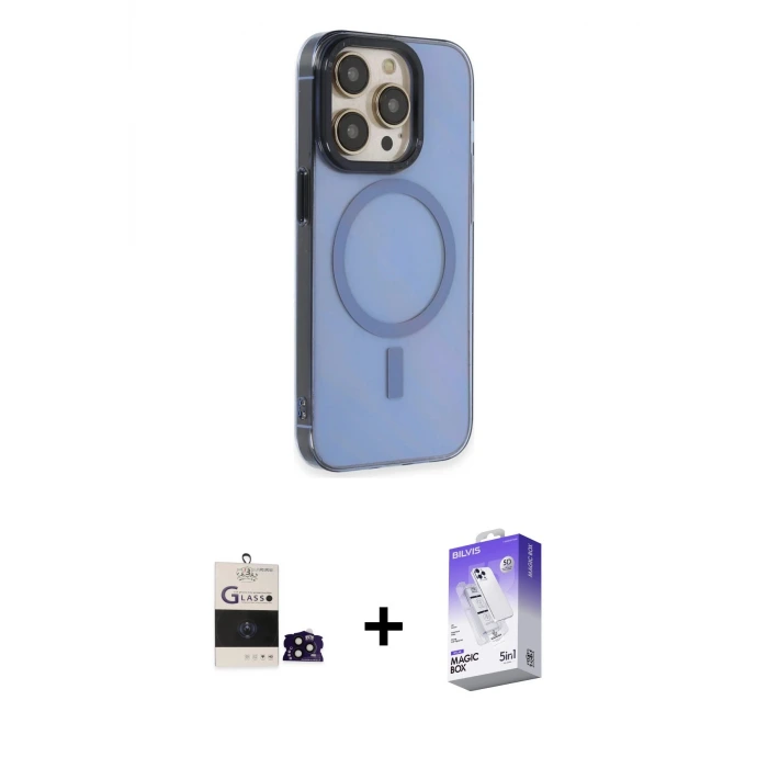 iPhone 14 Pro Max Kılıf Eksen Işık Prime - Siyah Bilvis 5in1 3D Magic Cam Ekran Koruyucu + Bilvis Titan Kamera Lens - SH