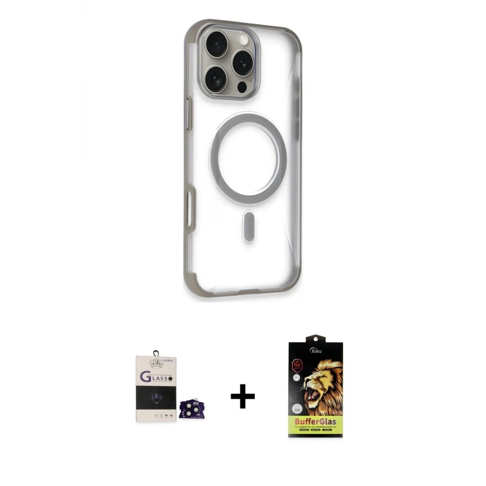 iPhone 14 Pro Max Kılıf Eksen Klasik Koleksiyonu - Siyah Buffer Cam Ekran Koruyucu + Bilvis Titan Kamera Lens - SH