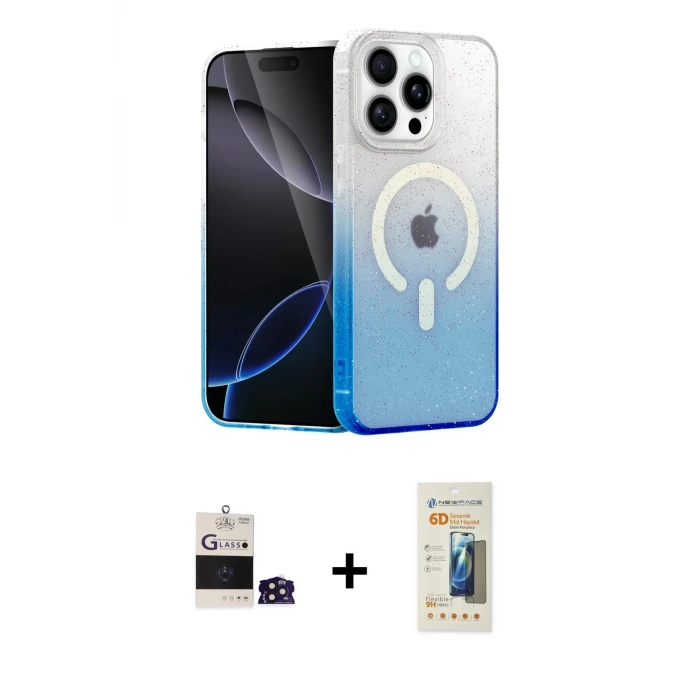 iPhone 14 Pro Max Kılıf Eksen Minimal Özel Seri - Siyah 6D Mat Seramik Hayalet Nano Ekran Koruyucu + Bilvis Titan Kamera Lens - DNMR