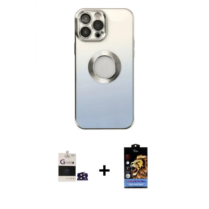 iPhone 14 Pro Max Kılıf Kutup Yansıma Özel Seri - Siyah Buffer Hayalet Cam Ekran Koruyucu + Bilvis Titan Kamera Lens - DNMR