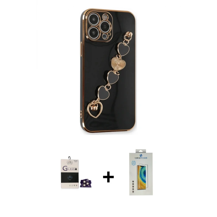 iPhone 14 Pro Max Kılıf Nova Işık Prime - Siyah Polymer Nano Ekran Koruyucu + Bilvis Titan Kamera Lens - GD