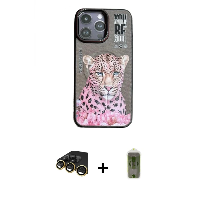 iPhone 14 Pro Max Kılıf Siluet Modern Özel Seri - Siyah Joko Magic 5D Hayalet Cam + Raze Metal Kamera Lens - GD