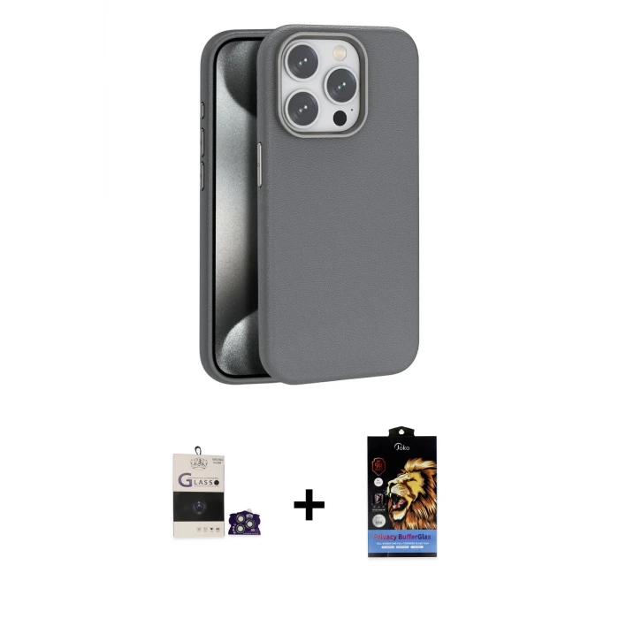 iPhone 14 Pro Max Kılıf Zirve Modern Prime - Siyah Buffer Hayalet Cam Ekran Koruyucu + Bilvis Titan Kamera Lens - GS